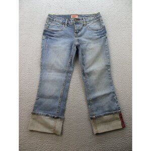 NOBO No Boundaries Straight Leg Cuffed Jeans Jr's 7 Womens 28x22 Capri Low Rise